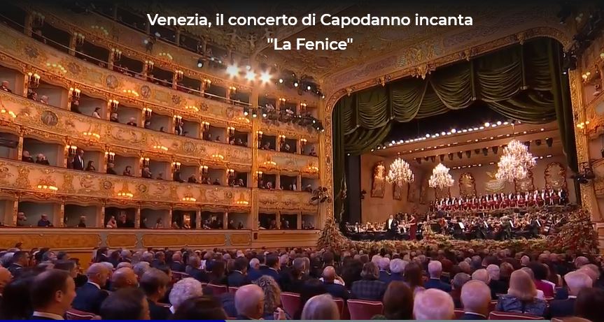 Screenshot from the New Year's concert at La Fenice theater in Venice